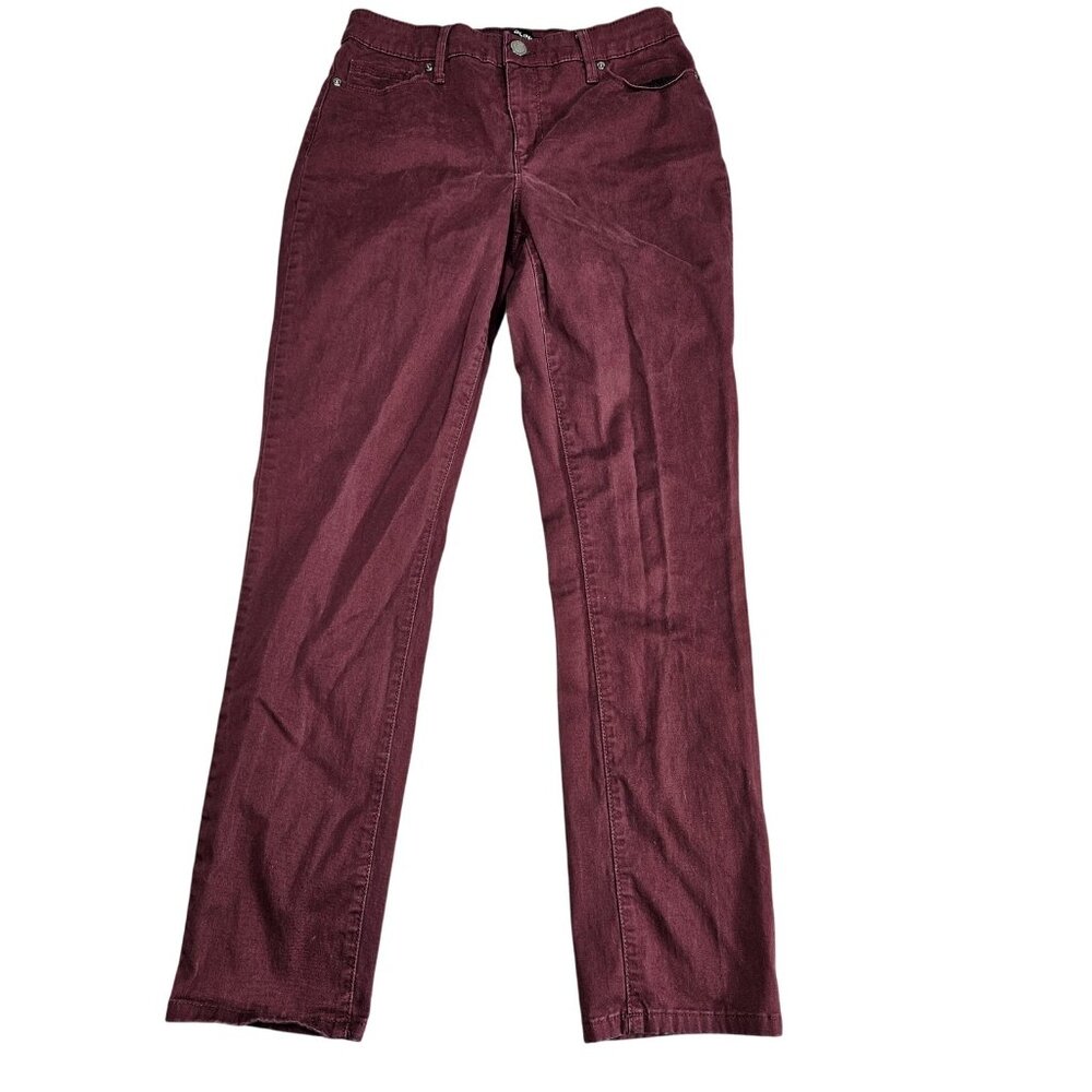 Bandolino Amy Straight Jeans Womens 8 Red Dark Wash High Rise Stretch Denim‎